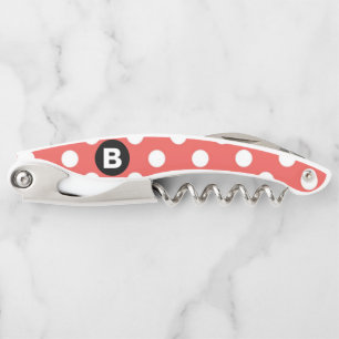 Rood Stippenpatroon Zwart Monogram Kurkentrekker