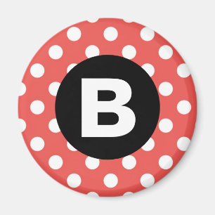 Rood Stippenpatroon Zwart Monogram Magneet