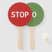 Rood stopteken en groen go-teken handwaaier (Voorkant en achterkant)