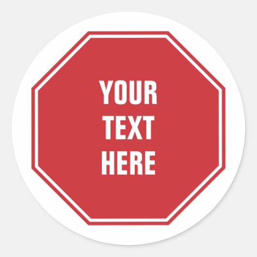 Rood stopteken met alle tekst ronde sticker (Voorkant)