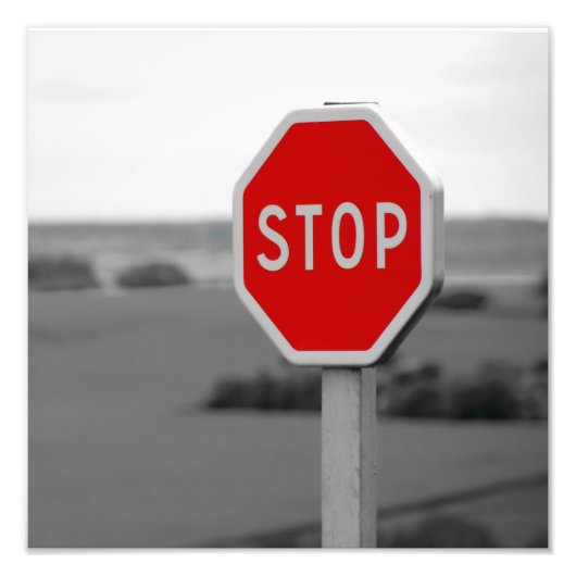 Rood stopverkeersbord Minimalistische fotografie P Foto Afdruk (Voorkant)