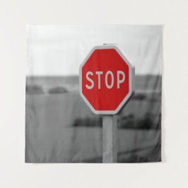 Rood stopverkeersbord Minimalistische fotografie Wandkleed