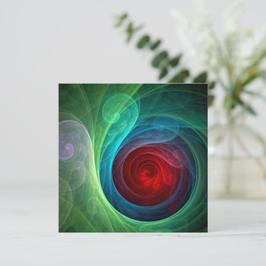 Rood Storm Bloemen Moderne Abstracte Kunst Kleuren (Staand voorkant)