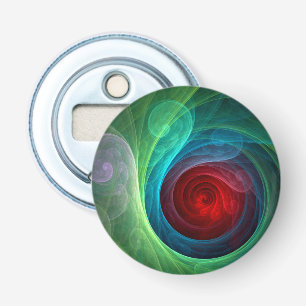 Rood Storm Bloemen Moderne Abstracte Kunst Kleuren Button Flesopener