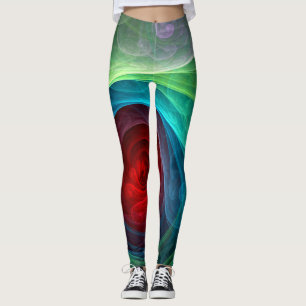 Rood Storm Bloemen Moderne Abstracte Kunst Kleuren Leggings