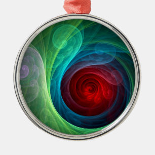 Rood Storm Bloemen Moderne Abstracte Kunst Kleuren Metalen Ornament