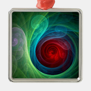 Rood Storm Bloemen Moderne Abstracte Kunst Kleuren Metalen Ornament