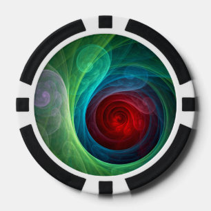 Rood Storm Bloemen Moderne Abstracte Kunst Kleuren Poker Chips