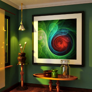 Rood Storm Bloemen Moderne Abstracte Kunst Kleuren Poster