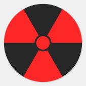 Rood stralingssymbool ronde sticker (Voorkant)