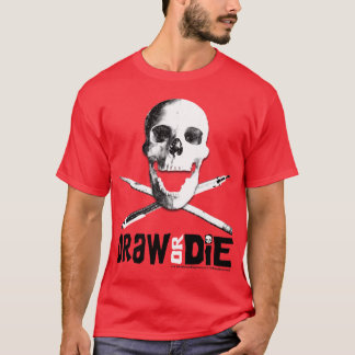 Rood T-shirt "Draw or Die"