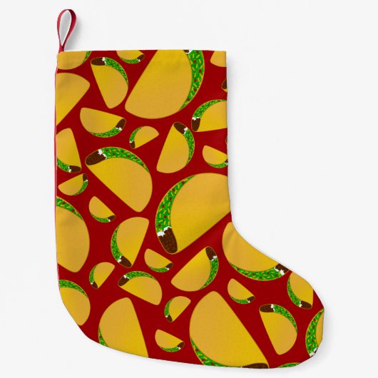 Rood taco-patroon kleine kerstsok (Voorkant)