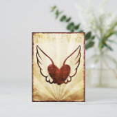 Rood Tattoo Gevleugeld Hart Dank u Briefkaart (Staand voorkant)