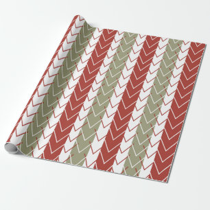 Rood Teal Chevron Streeppatroon Cadeaupapier