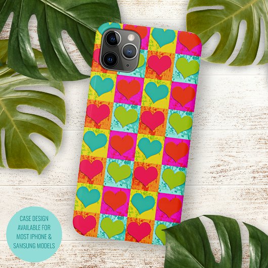 Rood Teal Turquoise Blauw Limegroen Hartjes Patroo Case-Mate iPhone Case