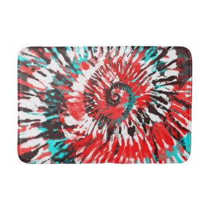 Rood Teal Zwart Wit & Grijs Tie Dye Badmat