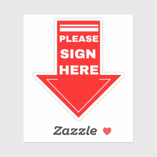 Rood teken hier pijl sticker (Vel)