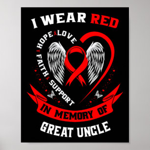Rood ter nagedachtenis aan de grote oom hartziekte poster
