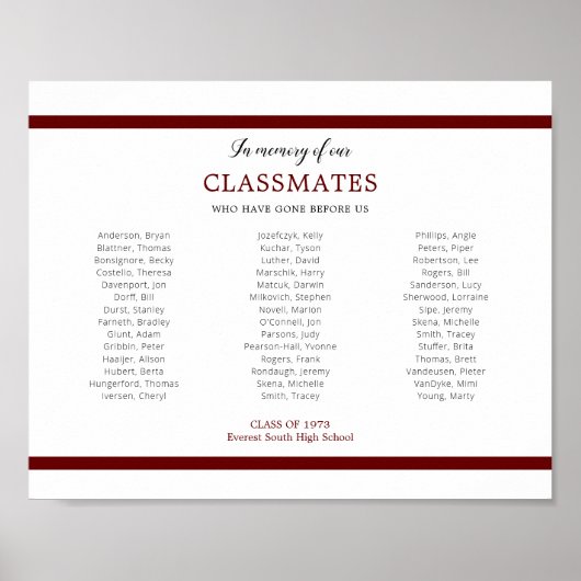 Rood ter nagedachtenis van onze klasgenoten school poster (Voorkant)