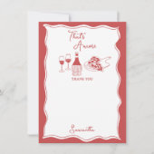 Rood That's Amore Italiaanse Pizza Wijn Bruidsmeis Bedankkaart (Voorkant)