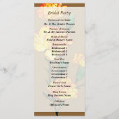Rood-Tipped Yellow Carnards Wedding Programme Programma (Achterkant)