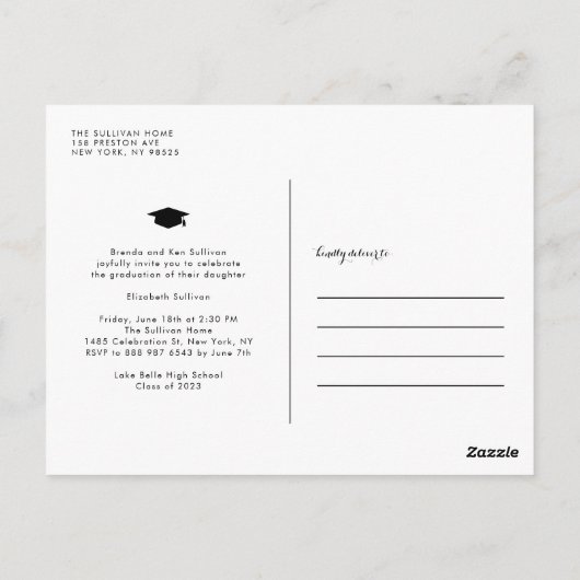 Rood Toen en Nu Foto Collage Afstuderen Briefkaart (Achterkant)