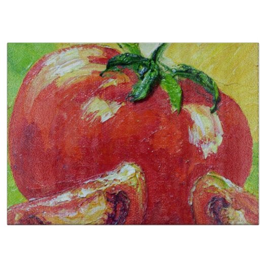 Rood tomatenglazen snijvlak snijplank (Voorkant)