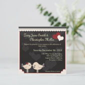 Rood Tortelduifjes Weddenschap Kaart (Staand voorkant)