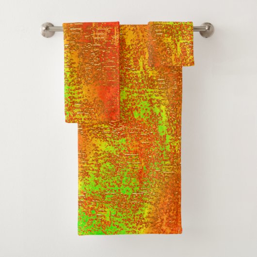 Rood tot limoen met groeven en gevilde verf bad handdoek (Insitu)