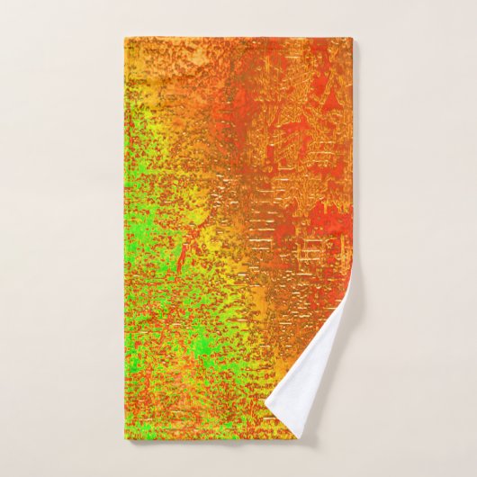 Rood tot limoen met groeven en gevilde verf bad handdoek (Handdoek)