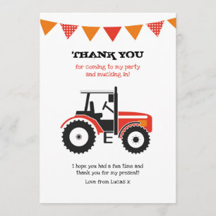 Rood tractor Birthday Bedankt voor je briefkaart