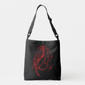 Rood Tribal Dragon Zwart Crossbody Tas (Achterkant)