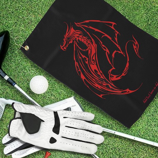 Rood Tribal Dragon Zwart Golfhanddoek