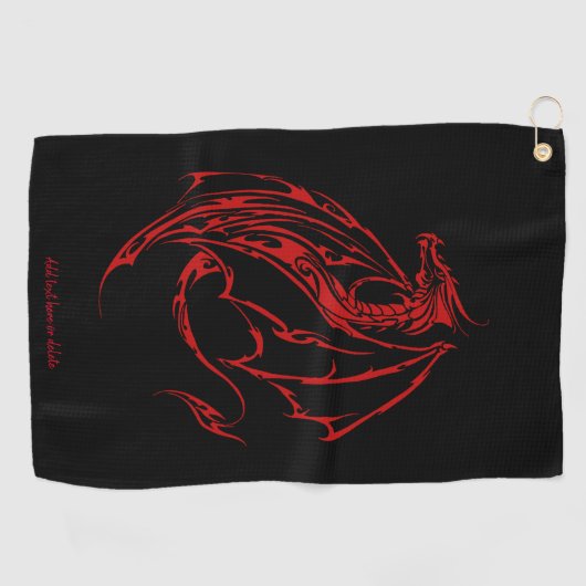 Rood Tribal Dragon Zwart Golfhanddoek (Horizontaal)
