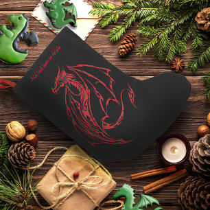Rood Tribal Dragon Zwart Kleine Kerstsok