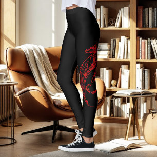 Rood Tribal Dragon Zwart Leggings