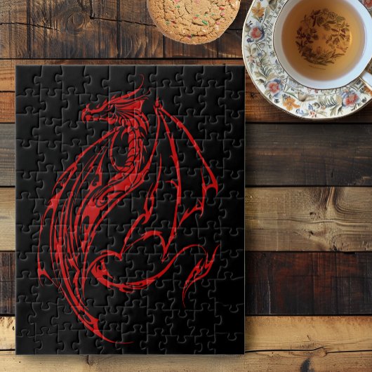 Rood Tribal Dragon Zwart Legpuzzel