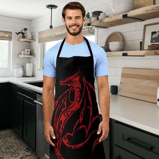 Rood Tribal Dragon Zwart Schort