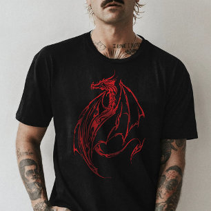Rood Tribal Dragon Zwart T-shirt
