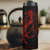 Rood Tribal Dragon Zwart Thermosbeker
