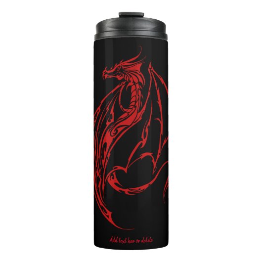 Rood Tribal Dragon Zwart Thermosbeker (Voorkant)