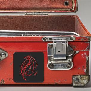 Rood Tribal Dragon Zwart Vierkante Sticker