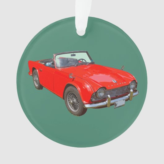 Rood Triumph Tr4 Convertibele SportsCar Ornament (voorkant)