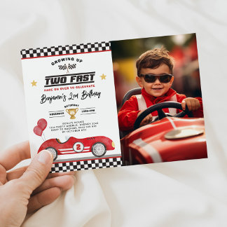  rood twee snelle race auto verjaardag foto kaart