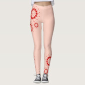 Rood Valentijns hartenontwerp op lichtroze Leggings (Voorkant)
