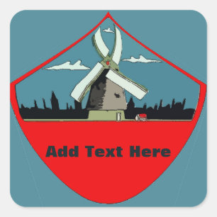 Rood van wasmachine Tekst toevoegen Vierkante Sticker