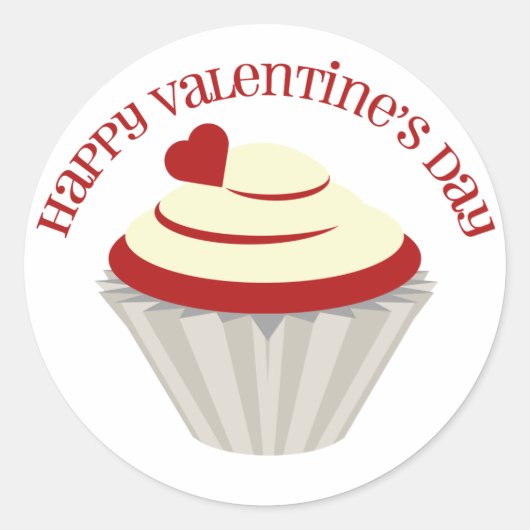 Rood Velvet Cupcake Valentijnsdag Sticker (Voorkant)