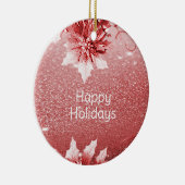 Rood verlaat kerstvakantie keramisch ornament (Rechts)