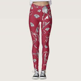 Rood verscheurd glas en diamant leggings
