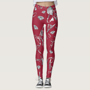 Rood verscheurd glas en diamant leggings